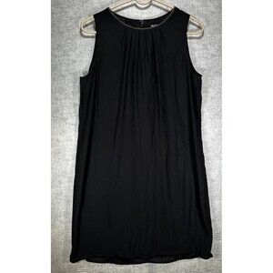 H&M Shift Dress Black Sleeveless Embellished neck Zip Back Women’s size 10 lined